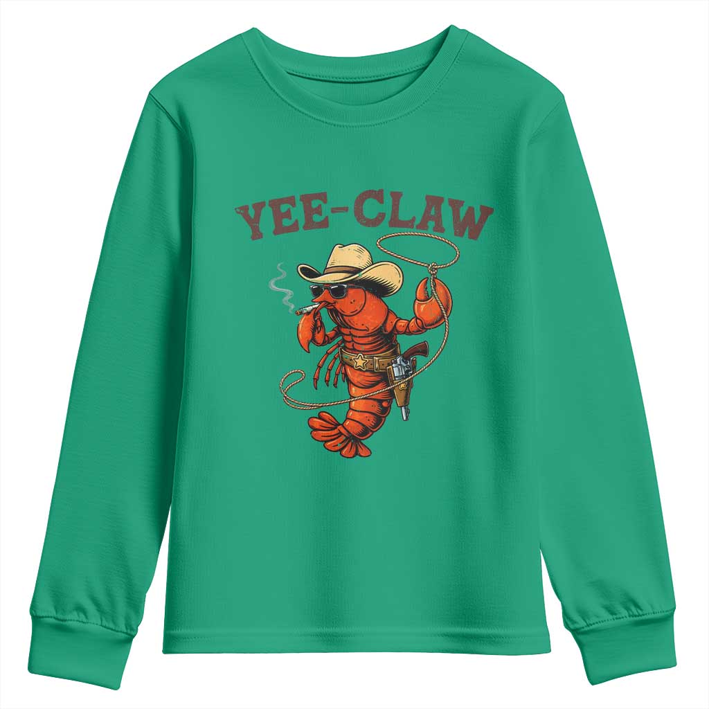 Yee Claw Southern Crawfish Youth Sweatshirt Funny Seafood Party Graphic