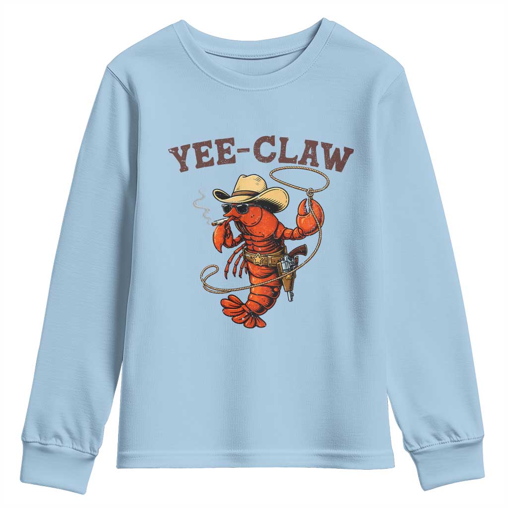 Yee Claw Southern Crawfish Youth Sweatshirt Funny Seafood Party Graphic