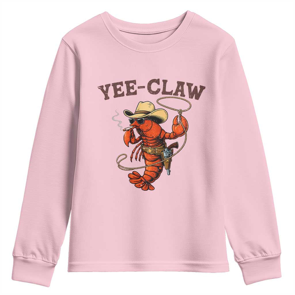 Yee Claw Southern Crawfish Youth Sweatshirt Funny Seafood Party Graphic