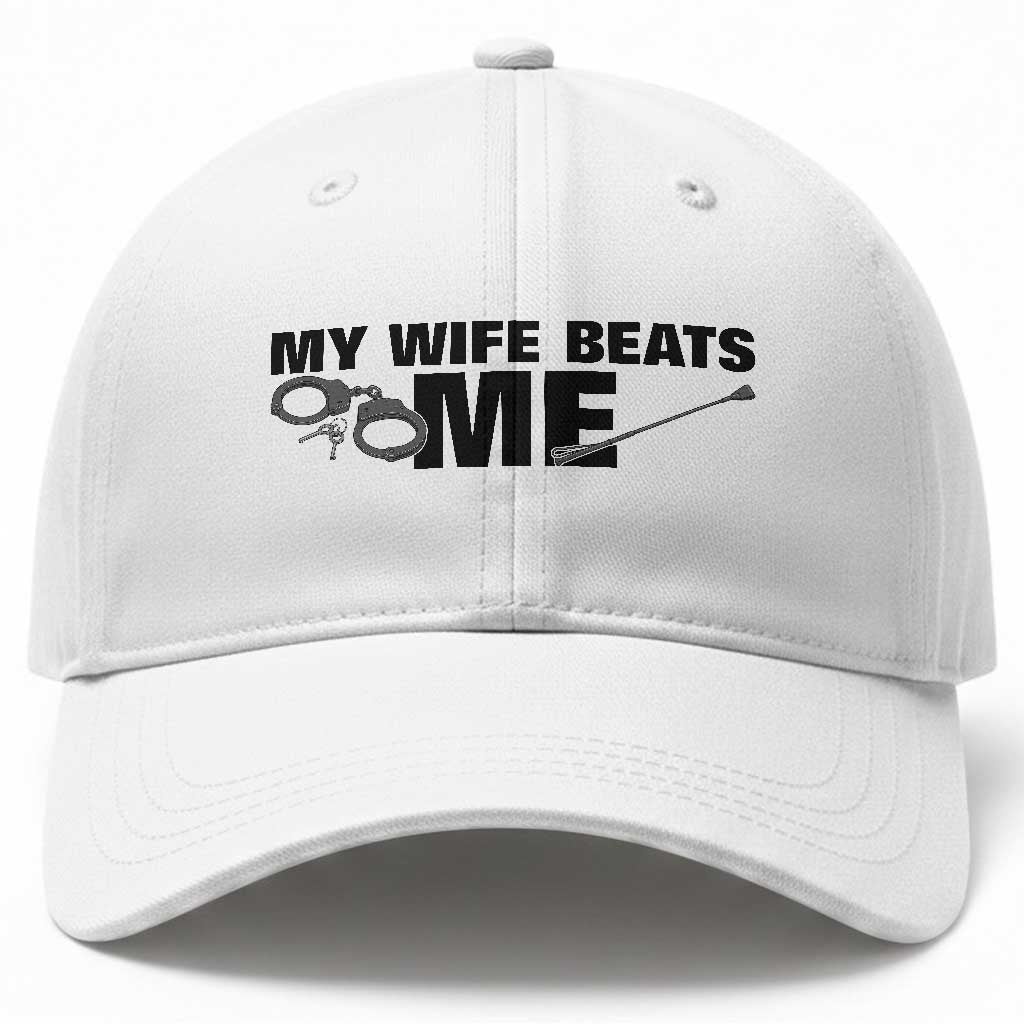Funny Sarcastic Husband Baseball Cap My Wife Beats Me