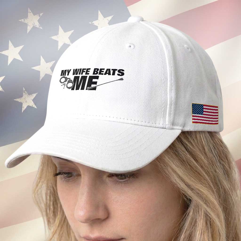 Funny Sarcastic Husband Baseball Cap My Wife Beats Me