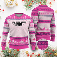 Funny Sarcastic Husband Ugly Christmas Sweater My Wife Beats Me