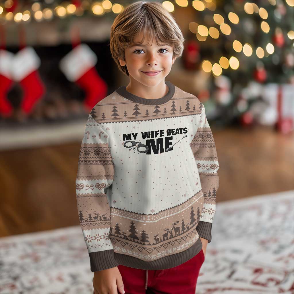 Funny Sarcastic Husband Ugly Christmas Sweater My Wife Beats Me