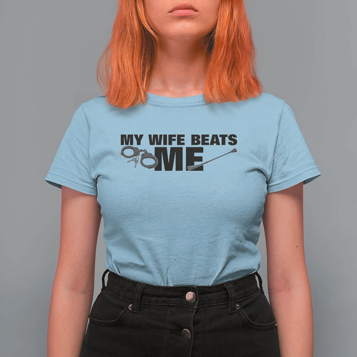 Funny Sarcastic Husband T Shirt For Women My Wife Beats Me