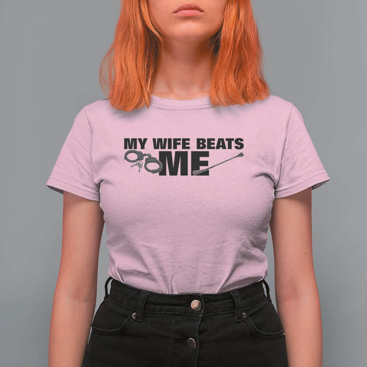 Funny Sarcastic Husband T Shirt For Women My Wife Beats Me