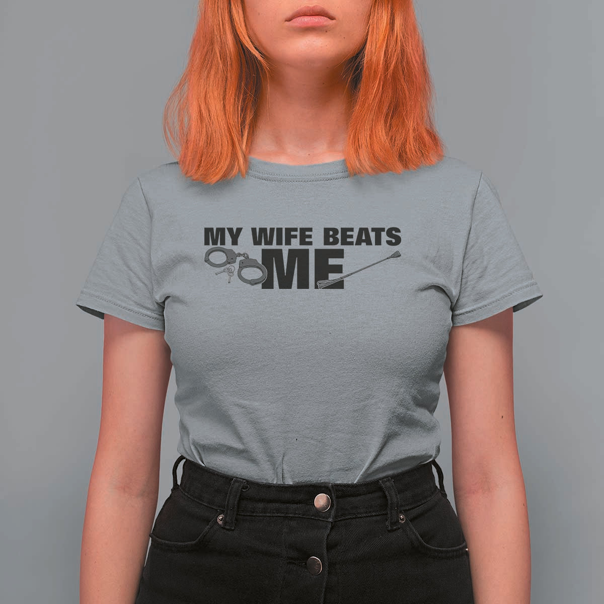 Funny Sarcastic Husband T Shirt For Women My Wife Beats Me