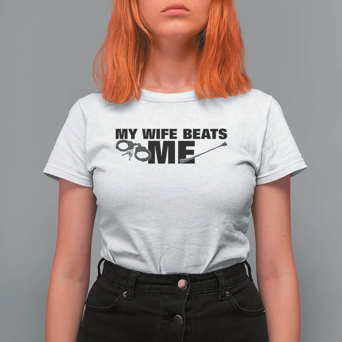 Funny Sarcastic Husband T Shirt For Women My Wife Beats Me