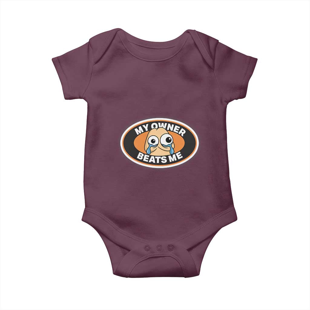 Humorous Dark Humor Baby Onesie My Owner Beats Me