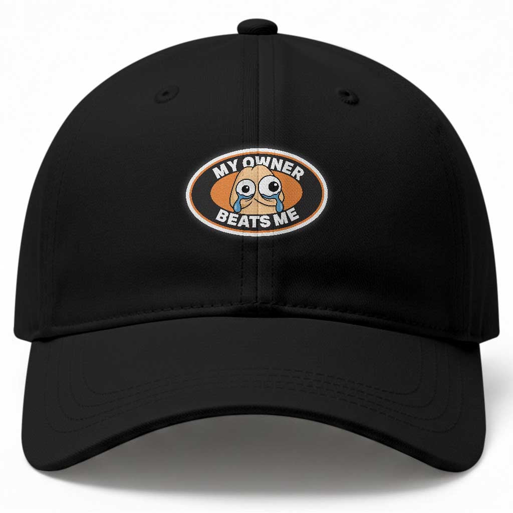 Humorous Dark Humor Baseball Cap My Owner Beats Me