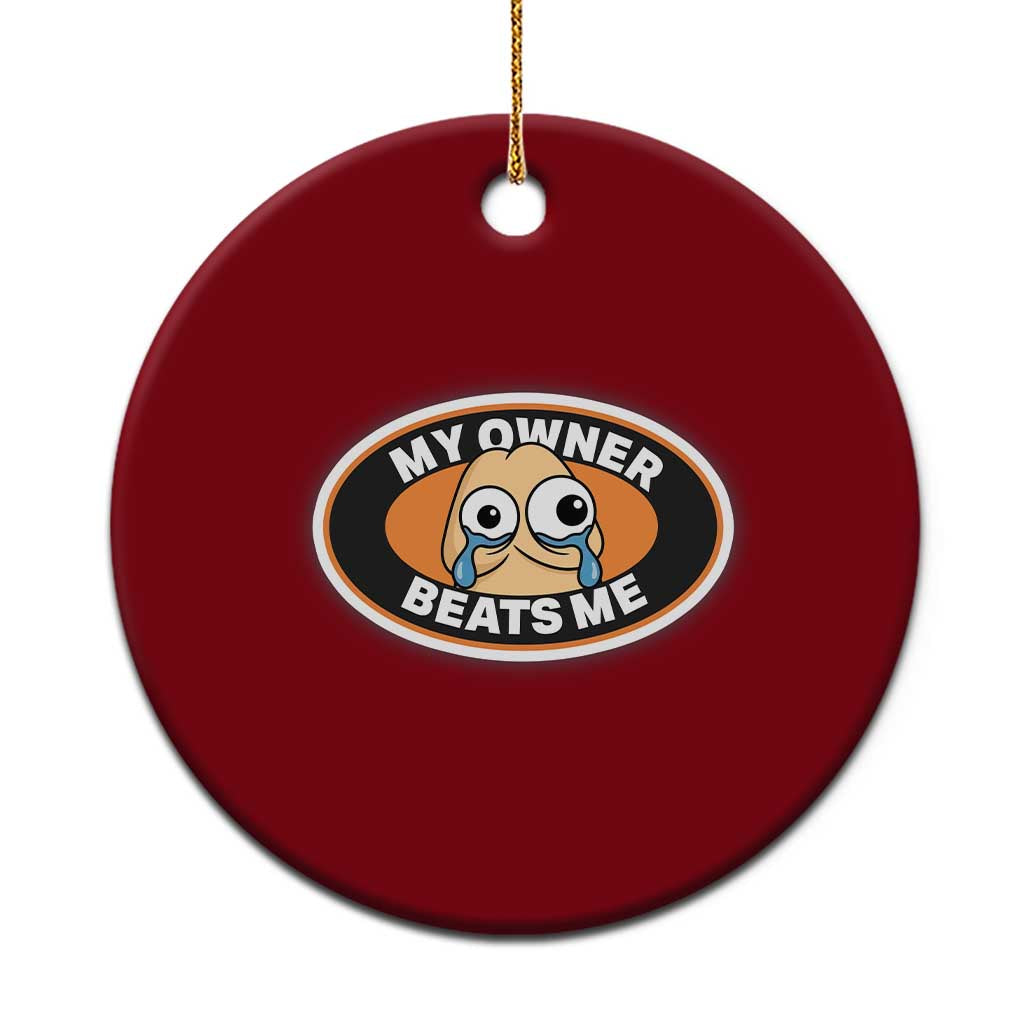 Humorous Dark Humor Ceramic Ornament My Owner Beats Me