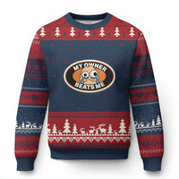 Humorous Dark Humor Ugly Christmas Sweater My Owner Beats Me