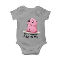Funny Raunchy Meme My Owner Beats Me Baby Onesie Sarcastic Adult Gag Gift