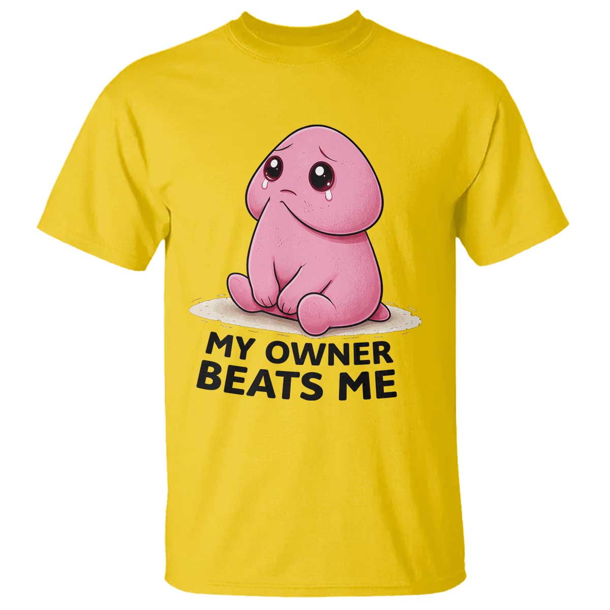 Funny Raunchy Meme My Owner Beats Me T Shirt Sarcastic Adult Gag Gift