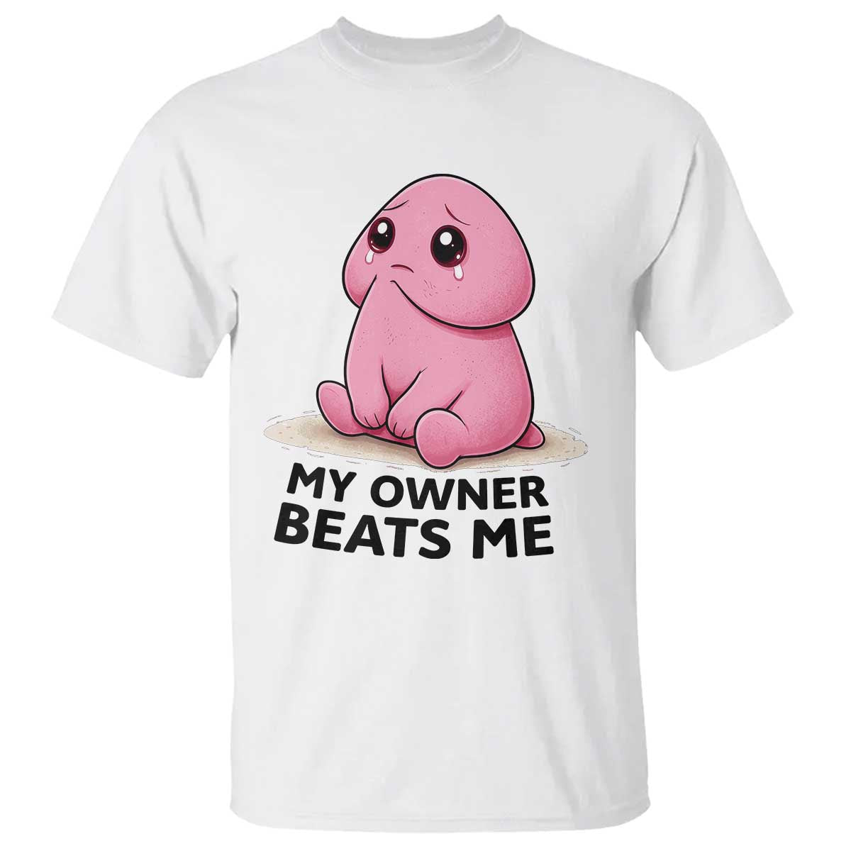 Funny Raunchy Meme My Owner Beats Me T Shirt Sarcastic Adult Gag Gift