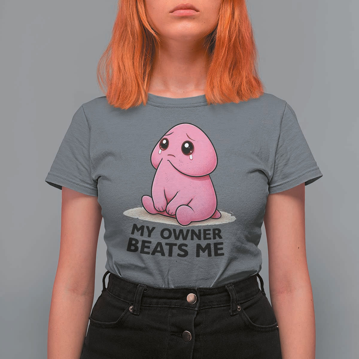 Funny Raunchy Meme My Owner Beats Me T Shirt For Women Sarcastic Adult Gag Gift