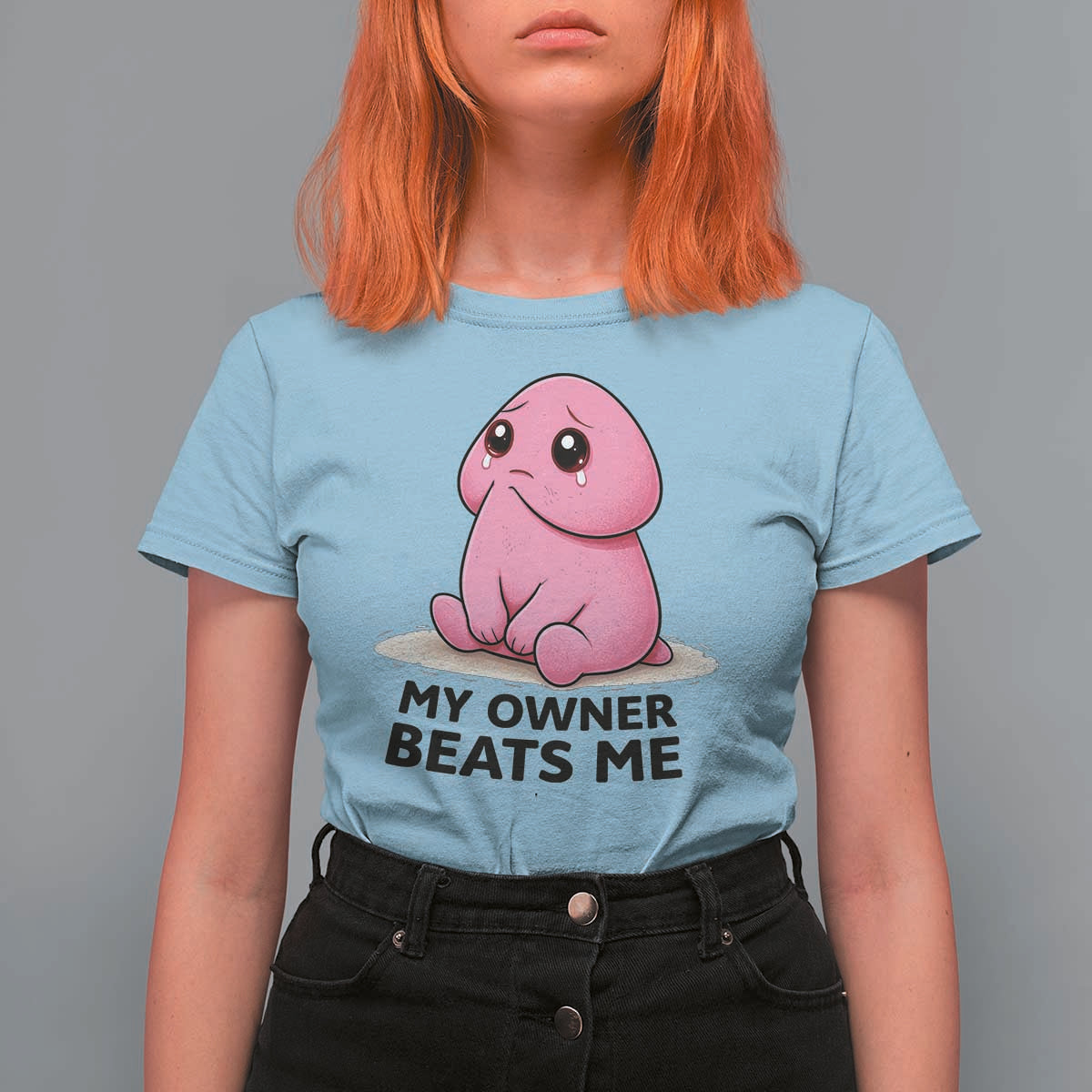 Funny Raunchy Meme My Owner Beats Me T Shirt For Women Sarcastic Adult Gag Gift