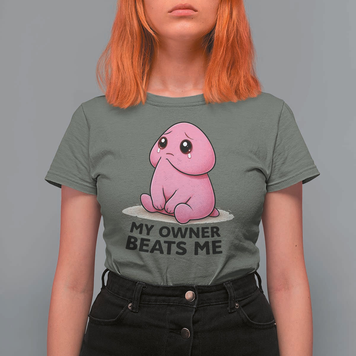 Funny Raunchy Meme My Owner Beats Me T Shirt For Women Sarcastic Adult Gag Gift