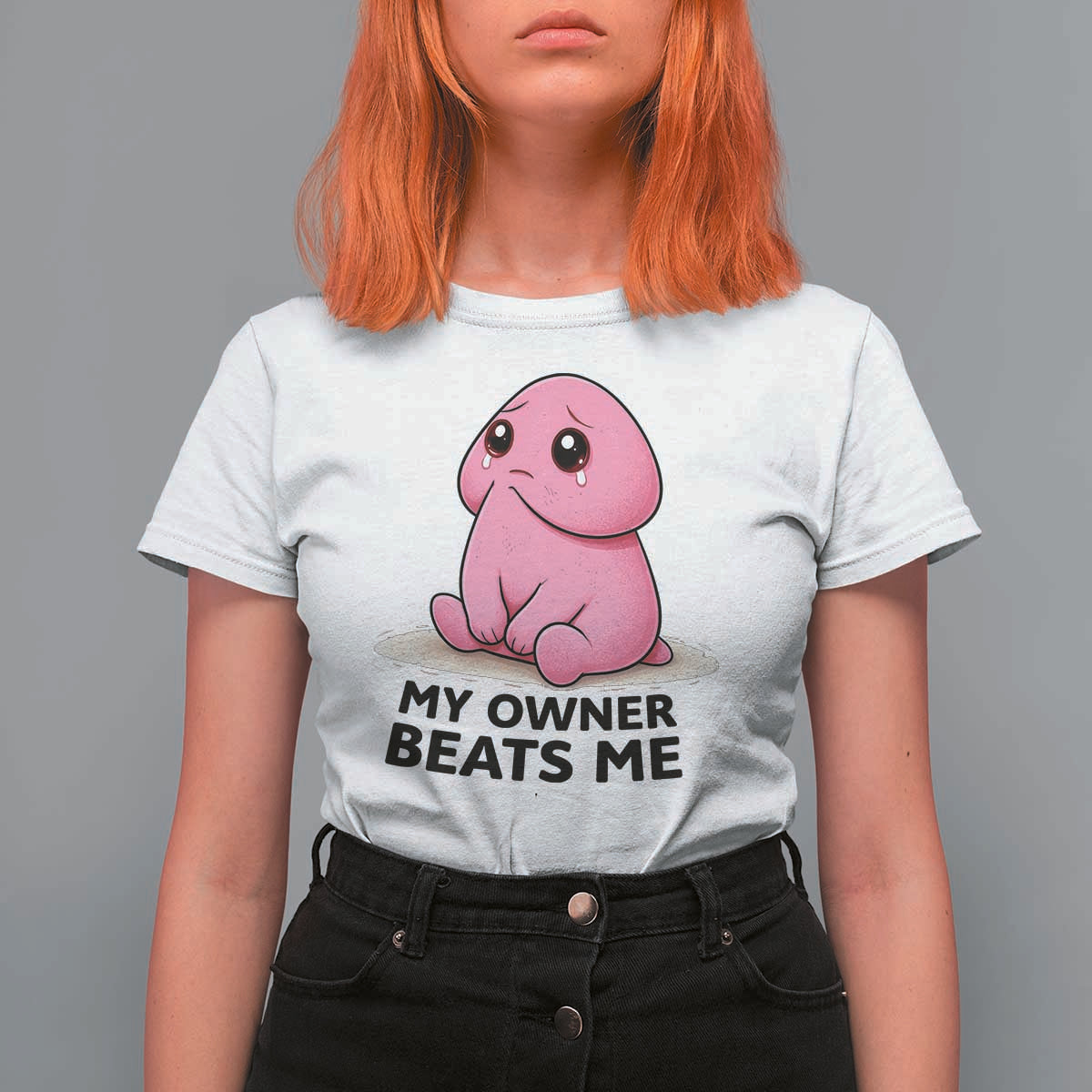 Funny Raunchy Meme My Owner Beats Me T Shirt For Women Sarcastic Adult Gag Gift