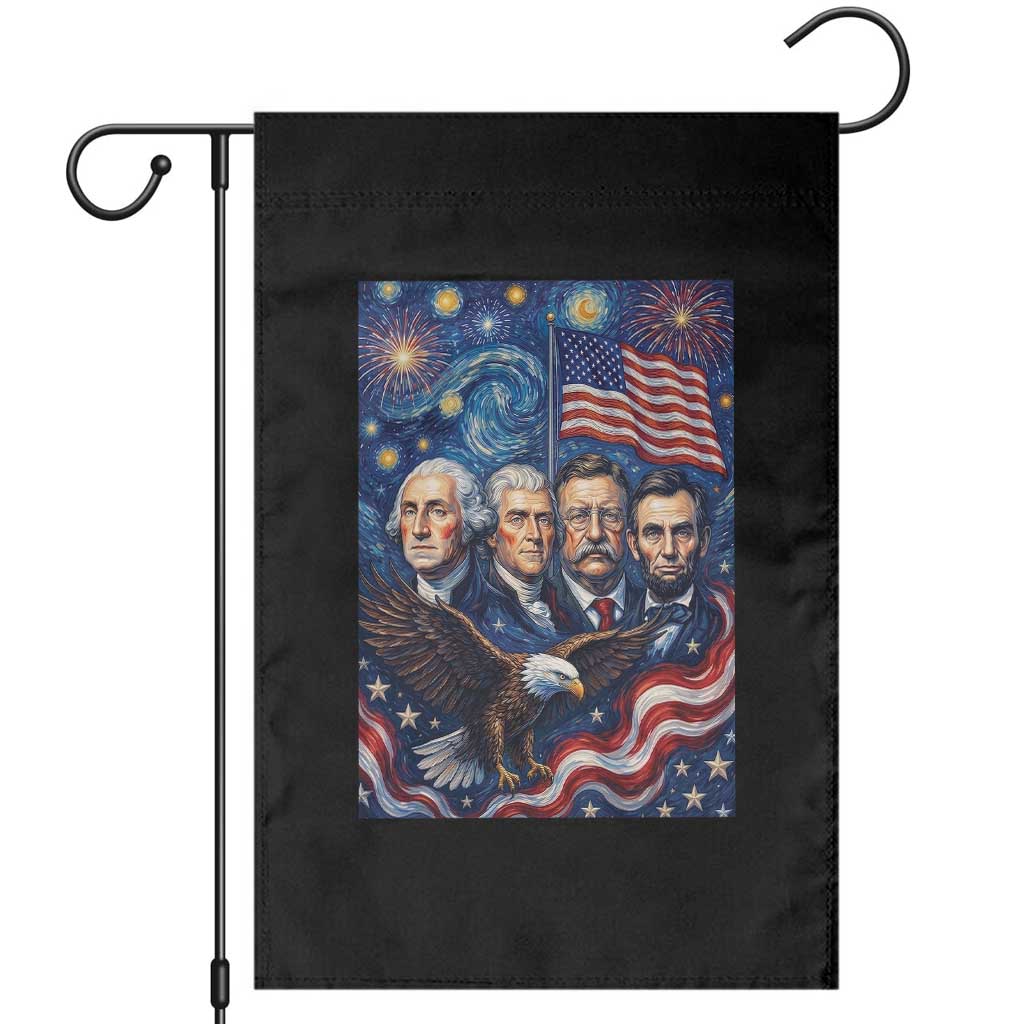 USA Presidents Mount Rushmore Garden Flag Starry Night Inspired Art