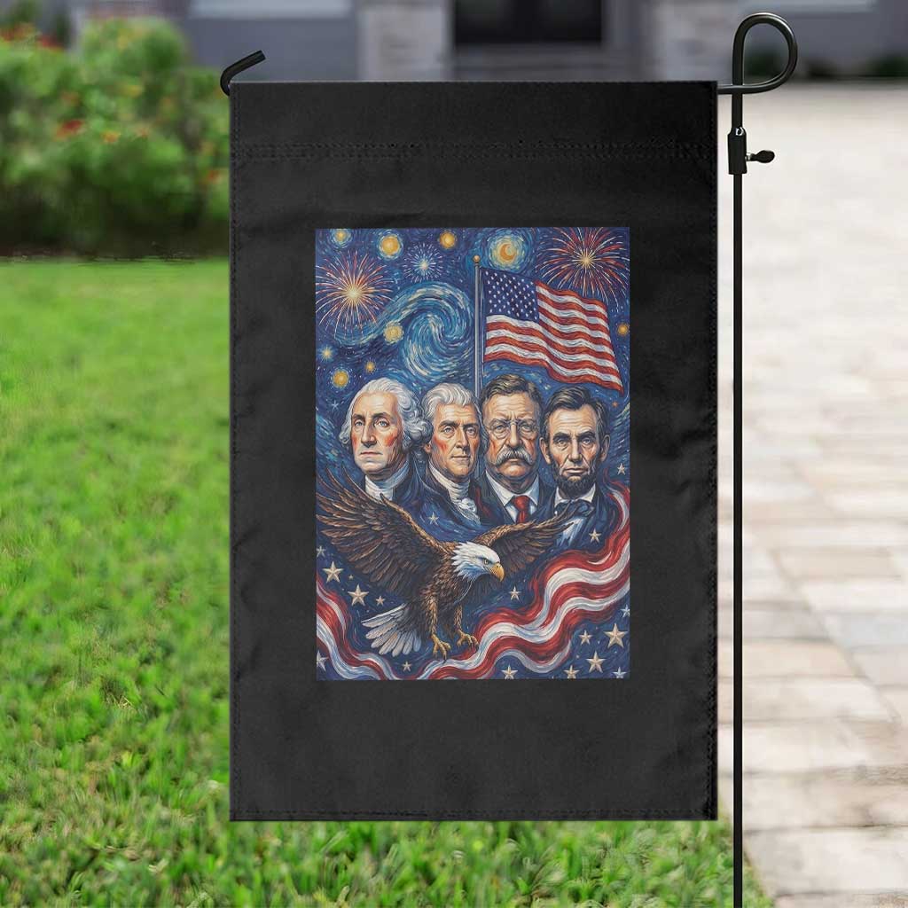 USA Presidents Mount Rushmore Garden Flag Starry Night Inspired Art