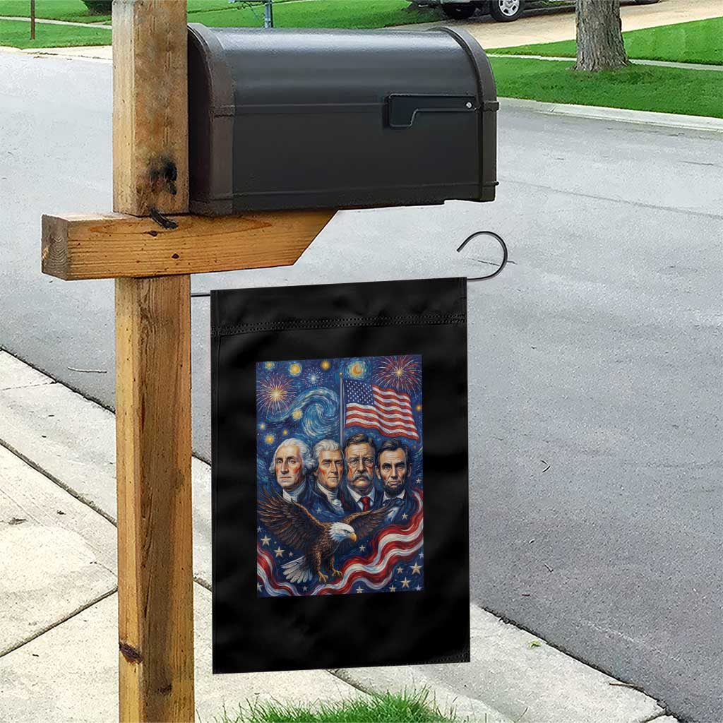 USA Presidents Mount Rushmore Garden Flag Starry Night Inspired Art