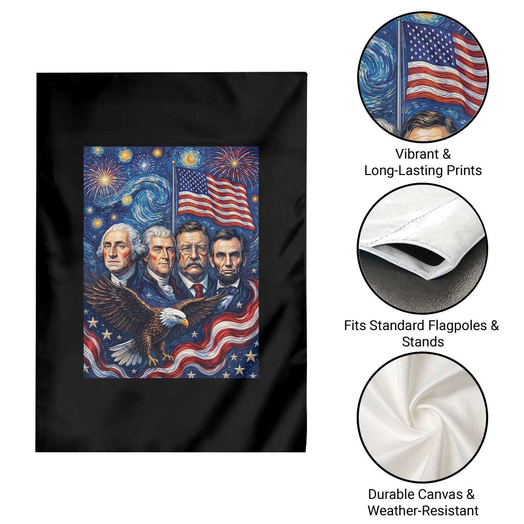 USA Presidents Mount Rushmore Garden Flag Starry Night Inspired Art
