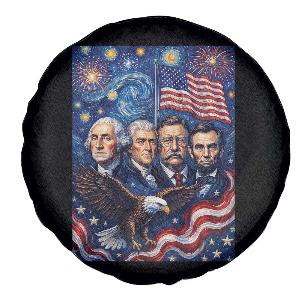 USA Presidents Mount Rushmore Spare Tire Cover Starry Night Inspired Art