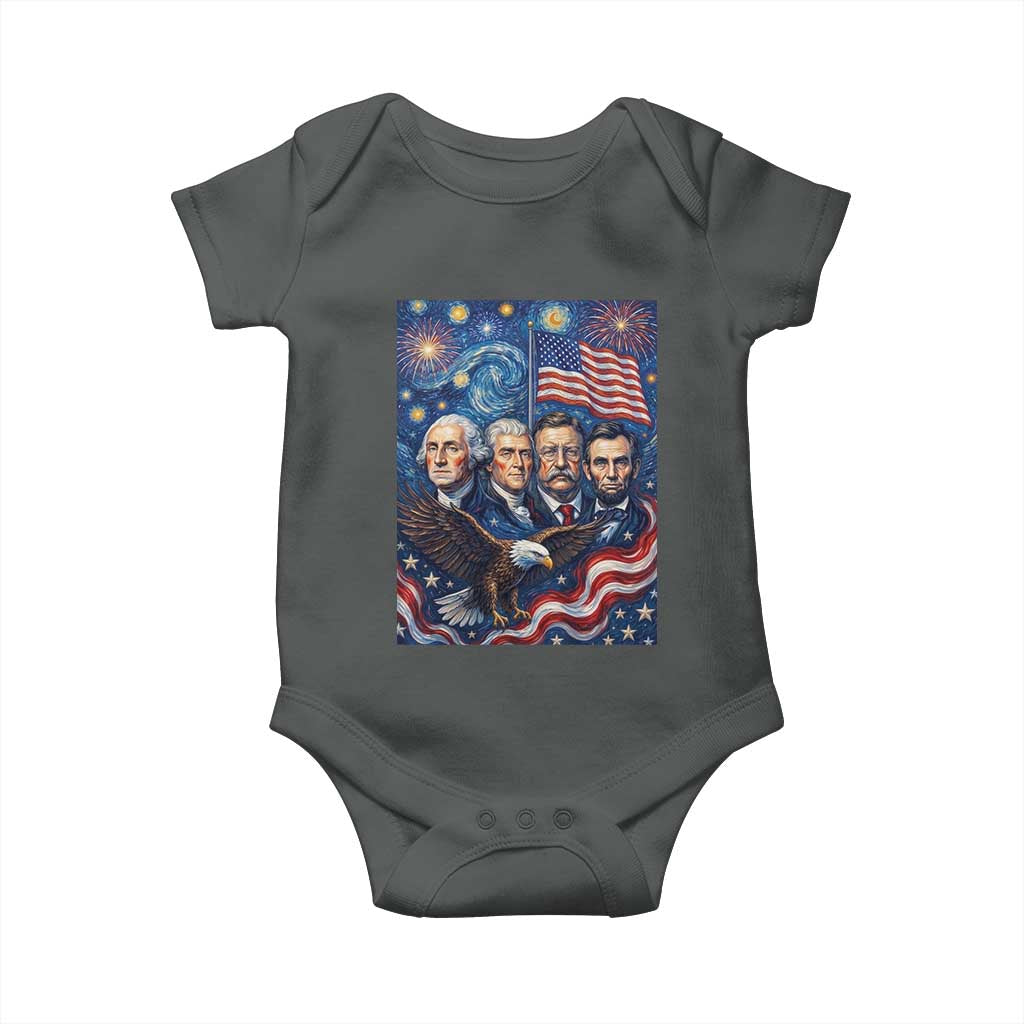 USA Presidents Mount Rushmore Baby Onesie Starry Night Inspired Art