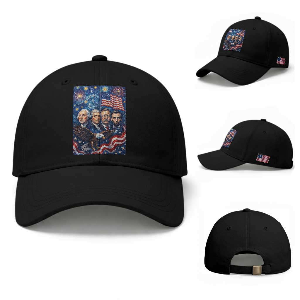 USA Presidents Mount Rushmore Baseball Cap Starry Night Inspired Art