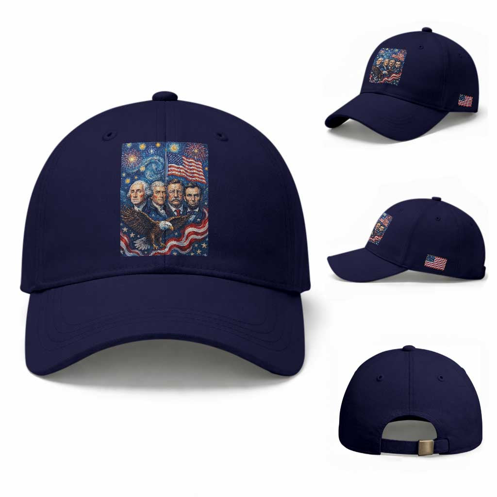 USA Presidents Mount Rushmore Baseball Cap Starry Night Inspired Art