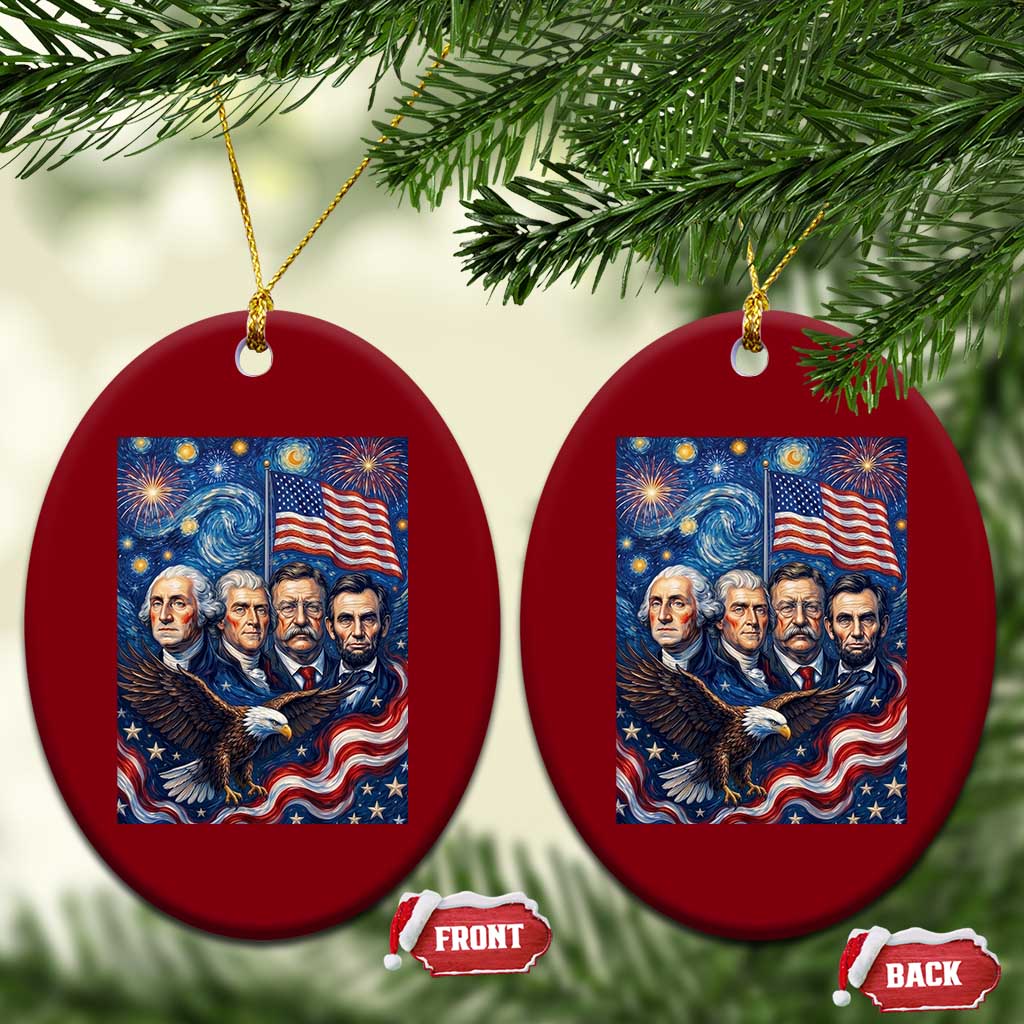 USA Presidents Mount Rushmore Ceramic Ornament Starry Night Inspired Art