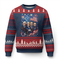 USA Presidents Mount Rushmore Ugly Christmas Sweater Starry Night Inspired Art