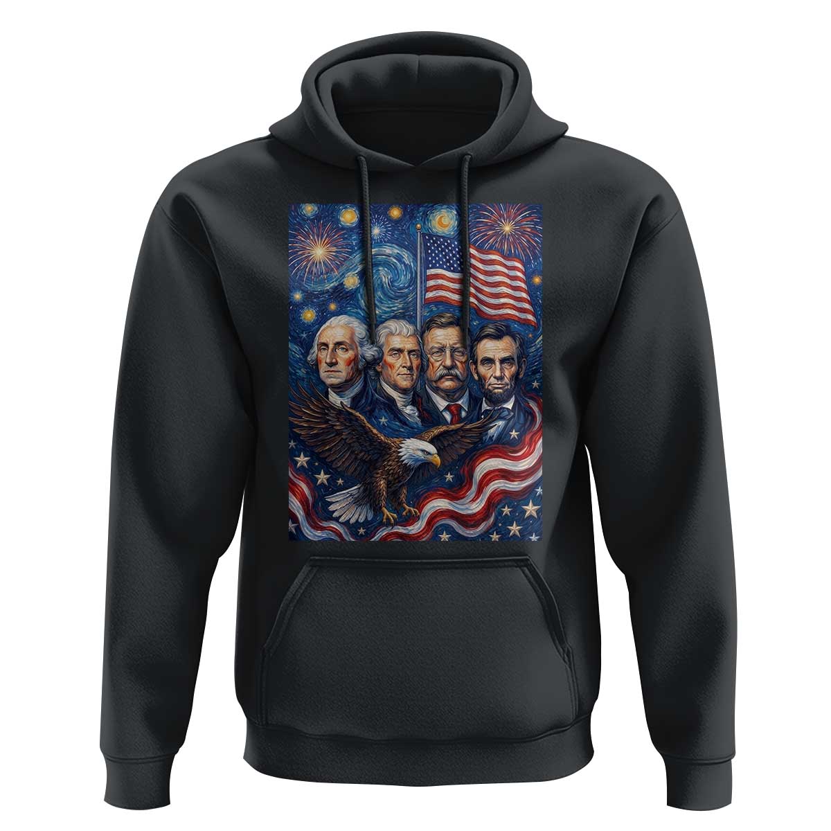 USA Presidents Mount Rushmore Hoodie Starry Night Inspired Art