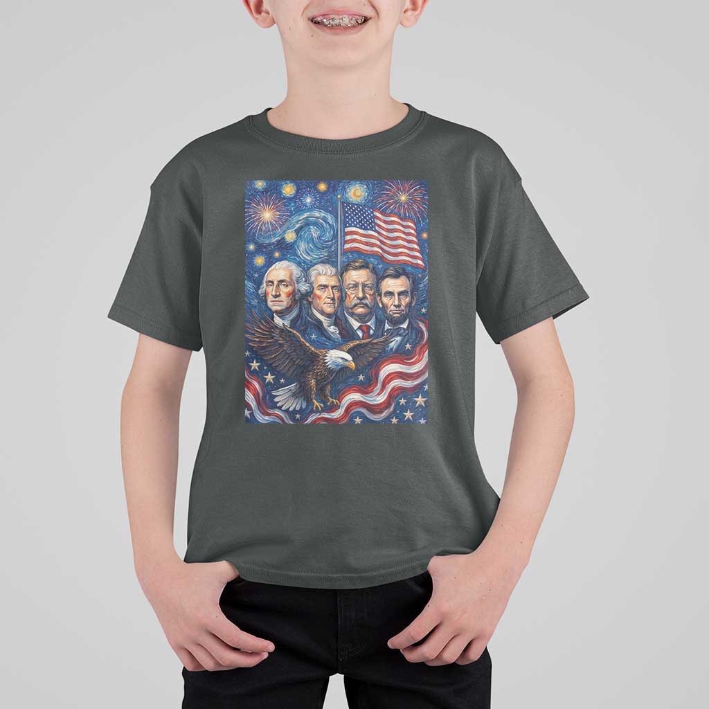 USA Presidents Mount Rushmore T Shirt For Kid Starry Night Inspired Art