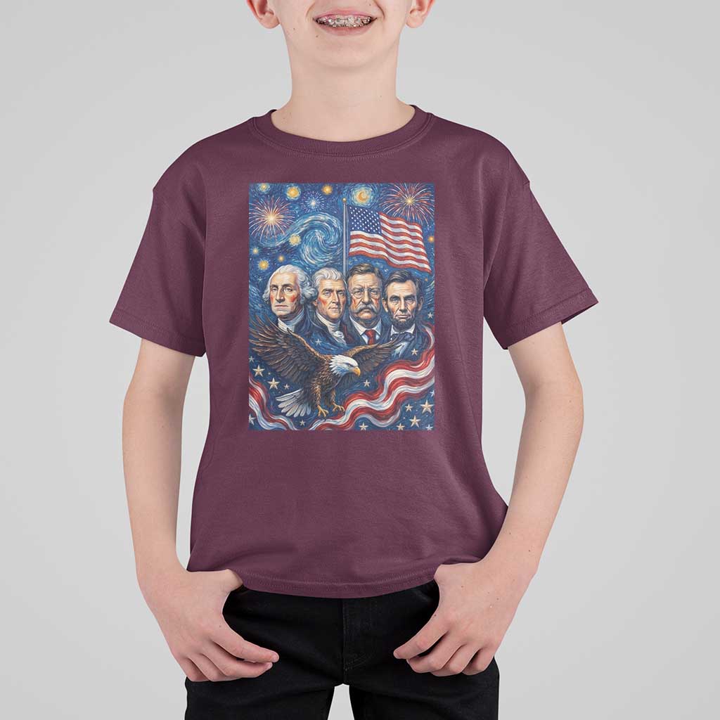 USA Presidents Mount Rushmore T Shirt For Kid Starry Night Inspired Art