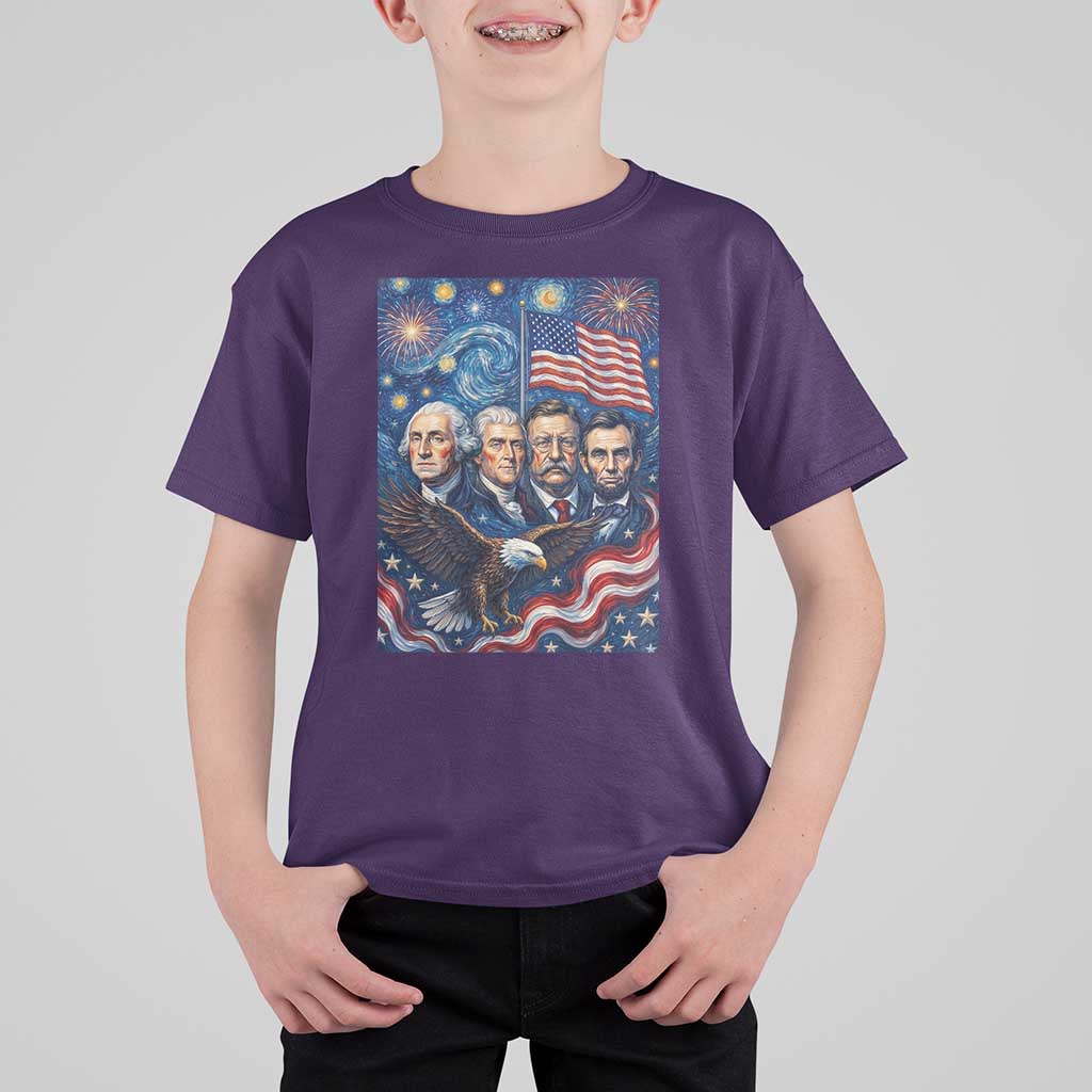 USA Presidents Mount Rushmore T Shirt For Kid Starry Night Inspired Art