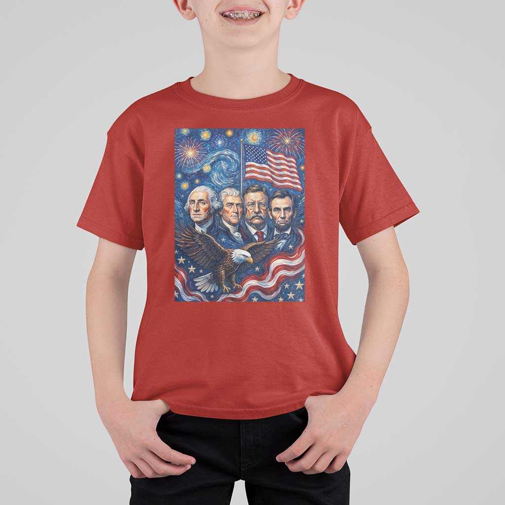 USA Presidents Mount Rushmore T Shirt For Kid Starry Night Inspired Art