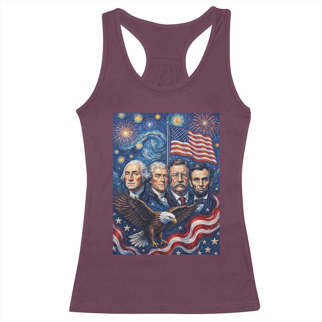 USA Presidents Mount Rushmore Racerback Tank Top Starry Night Inspired Art
