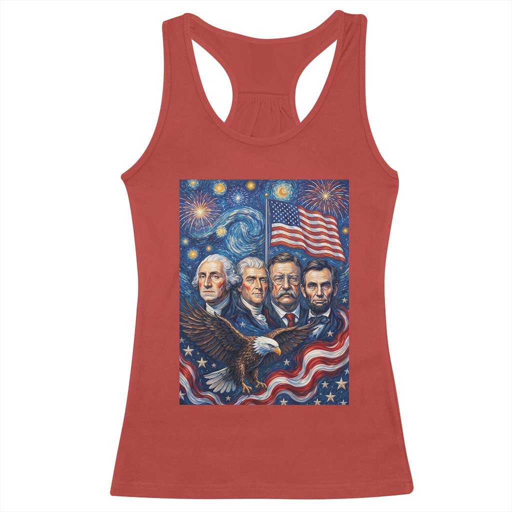 USA Presidents Mount Rushmore Racerback Tank Top Starry Night Inspired Art