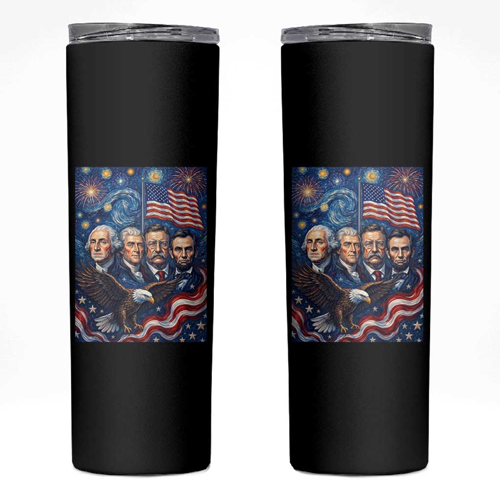 USA Presidents Mount Rushmore Skinny Tumbler Starry Night Inspired Art