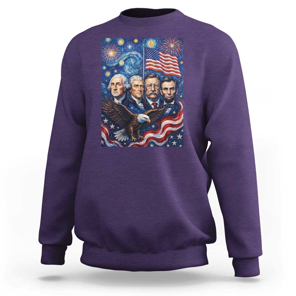 USA Presidents Mount Rushmore Sweatshirt Starry Night Inspired Art