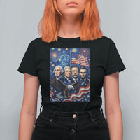 USA Presidents Mount Rushmore T Shirt For Women Starry Night Inspired Art