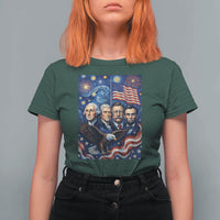 USA Presidents Mount Rushmore T Shirt For Women Starry Night Inspired Art