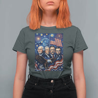 USA Presidents Mount Rushmore T Shirt For Women Starry Night Inspired Art
