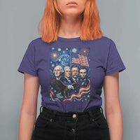 USA Presidents Mount Rushmore T Shirt For Women Starry Night Inspired Art