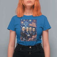 USA Presidents Mount Rushmore T Shirt For Women Starry Night Inspired Art