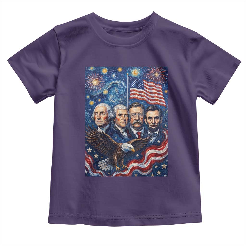 USA Presidents Mount Rushmore Toddler T Shirt Starry Night Inspired Art