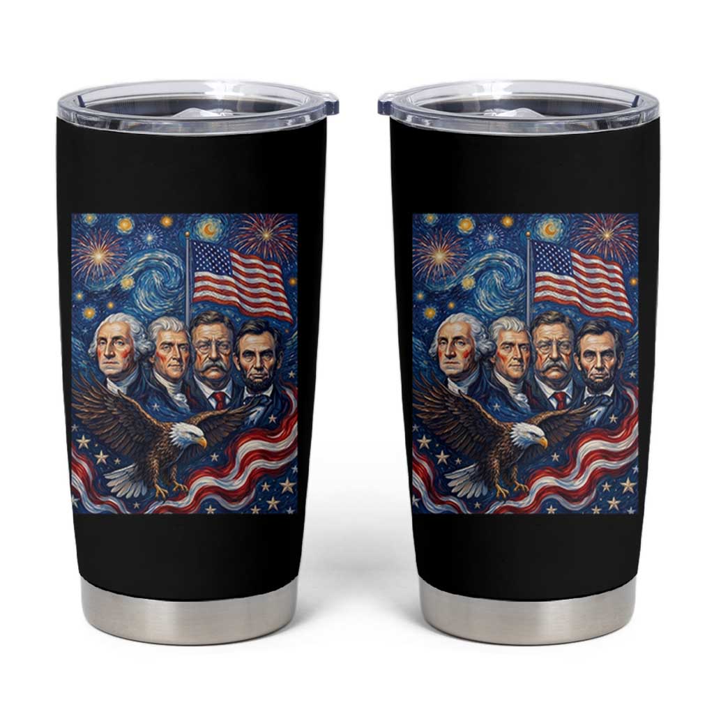 USA Presidents Mount Rushmore Tumbler Cup Starry Night Inspired Art