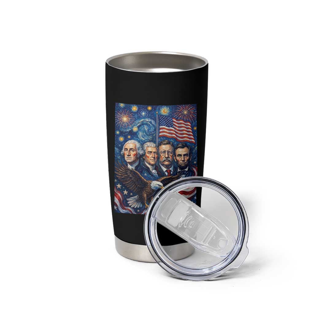 USA Presidents Mount Rushmore Tumbler Cup Starry Night Inspired Art