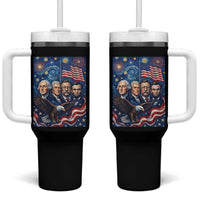 USA Presidents Mount Rushmore Tumbler With Handle Starry Night Inspired Art